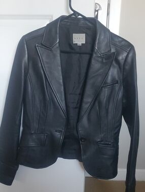 Philippe Adec Black Faux Leather Blazer